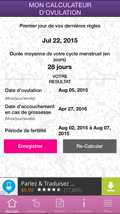 Screenshot #2 pour MON CALCULATEUR D’OVULATION