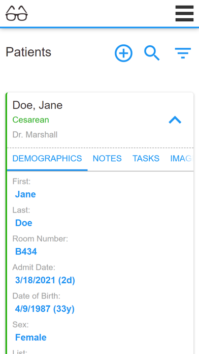 Physician Sign Out Screenshot
