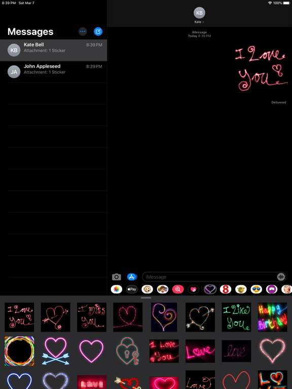 Screenshot #4 pour Love Heart Neon Stickers