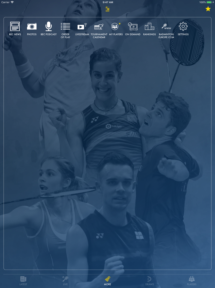 Badminton Live - rank and scores