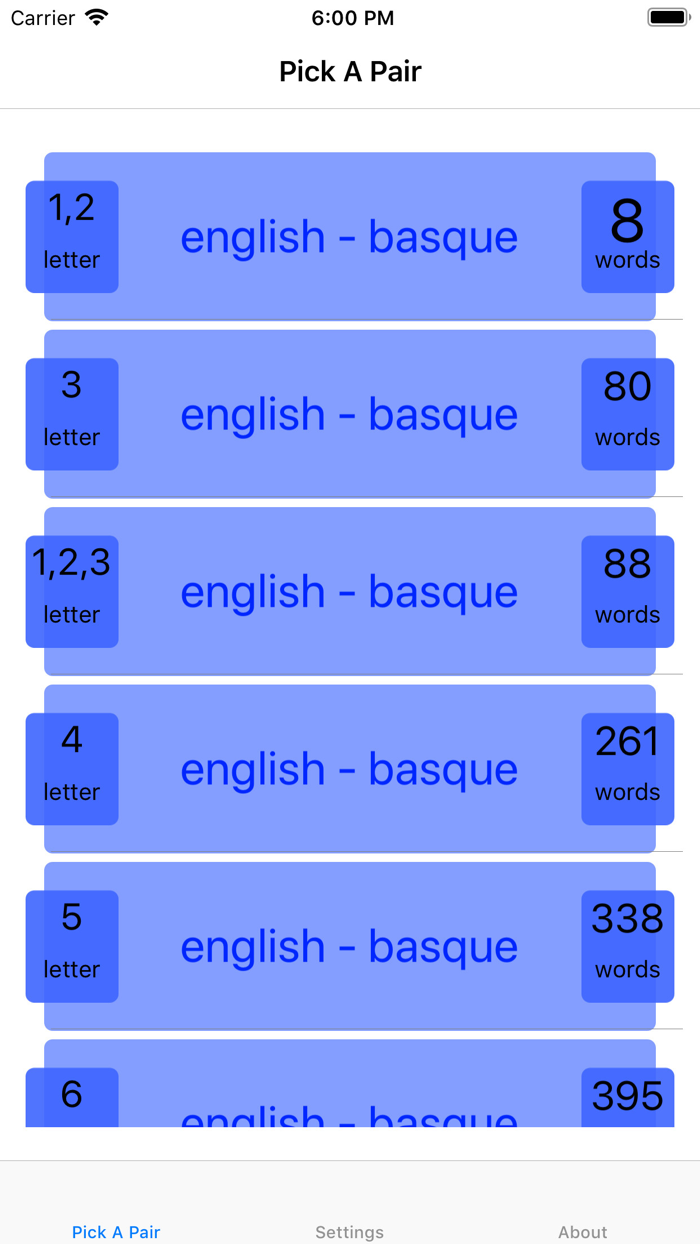 PickAPair Basque - English