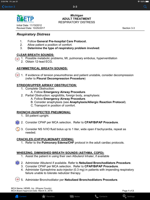 HEMS MCA Wayne Co. Protocols iPad screenshot 3 - Medical app