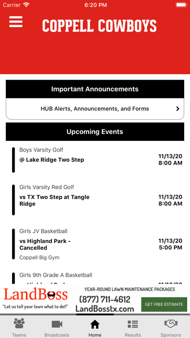 Coppell ISD Athletics Screenshot