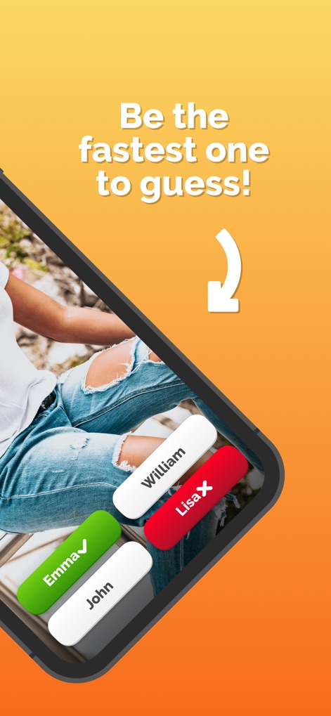 Photo Roulette - Players select from multiple player name buttons to make their guess, with immediate check or X indicators showing accuracy.