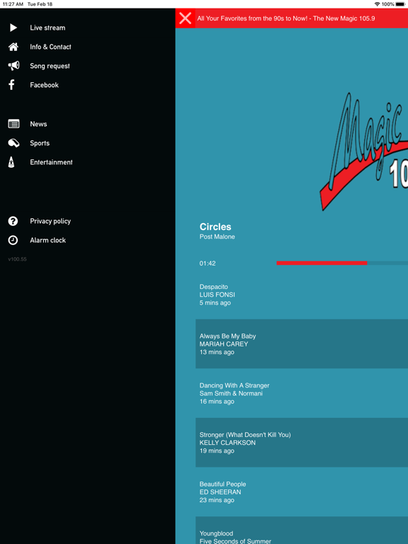 Magic 105.9FM iPad screenshot 2 - Entertainment app