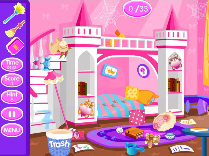 Princess room cleanup games