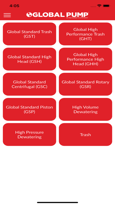 Global Pump Selector Screenshot