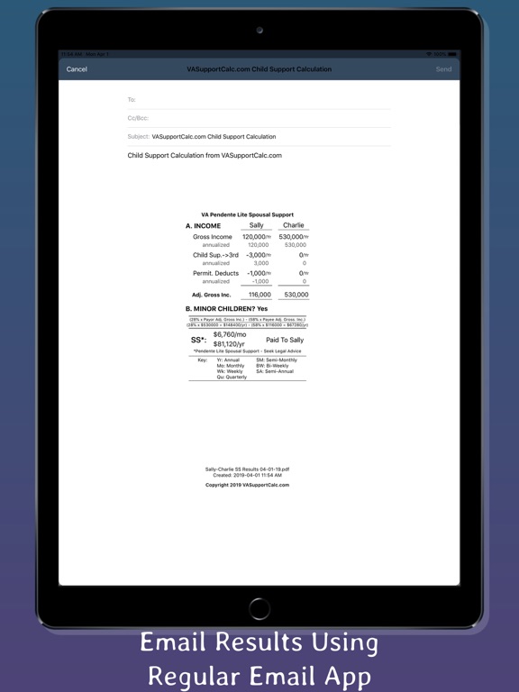 Va. Spousal Support 2026 iPad screenshot
