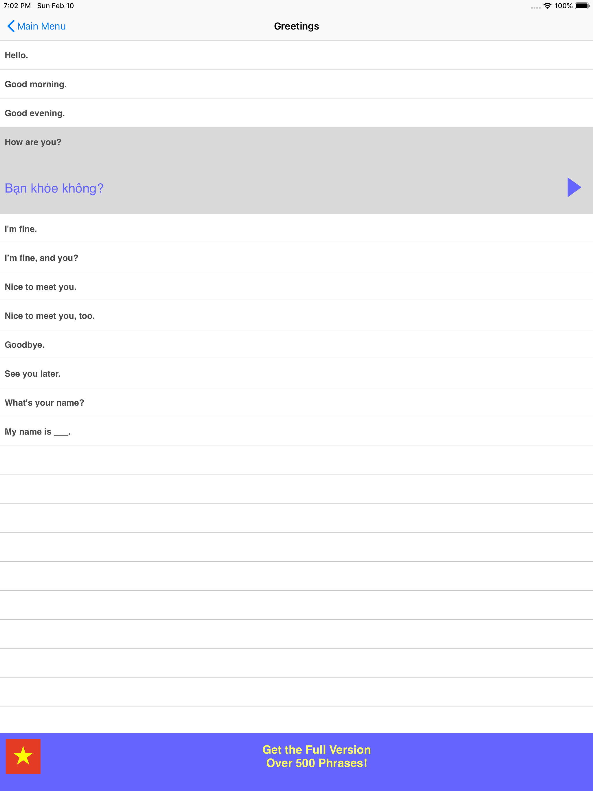 Speak Vietnamese Phrases Lite screenshot 7