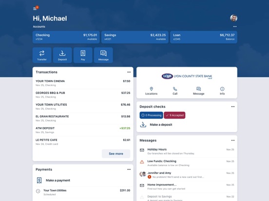 Lyon County State Bank Mobile iPad screenshot 3 - Finance app