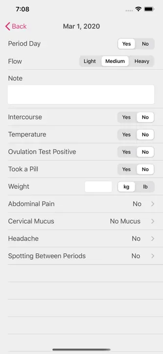 Menstrual Period Tracker : capture d’écran 2 sur 4