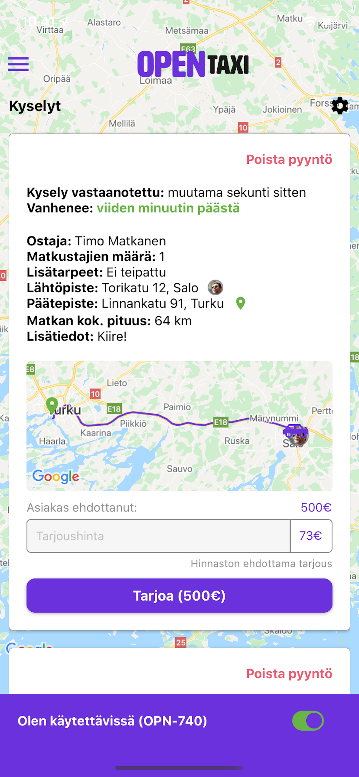 OpenTaxi - Tilaa taksi
