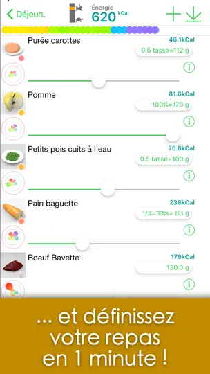 Capture d'écran de Calories Minute sur iPhone 7