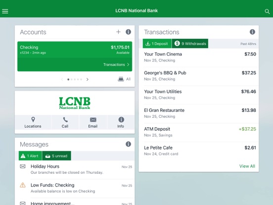 LCNB Mobile Banking iPad screenshot 2 - Finance app