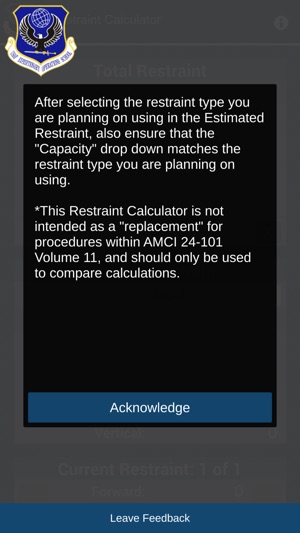 USAF EOS Restraint Calculator