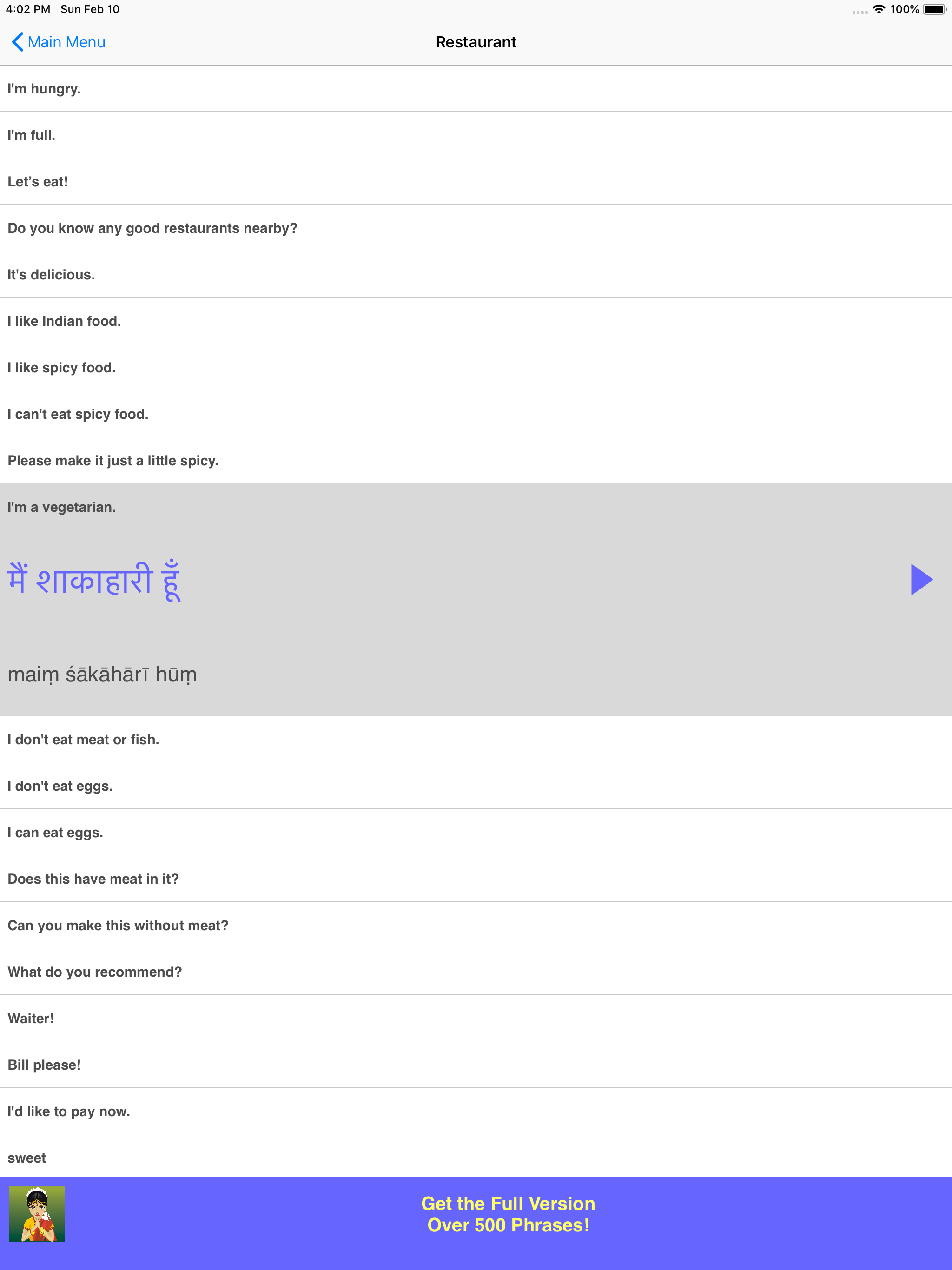 Speak Hindi Travel Phrase Lite screenshot 9