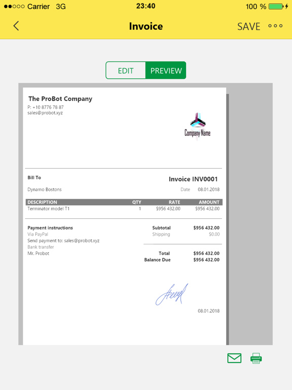Invoice iPad screenshot 2 - Business app
