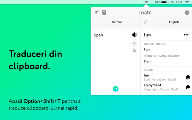 Mate – aplicație de traducere în Mac App Store