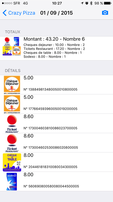 Tickets Restau Screenshot