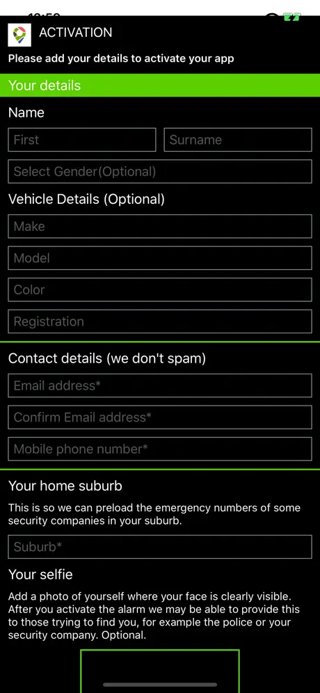 Woza panic button app