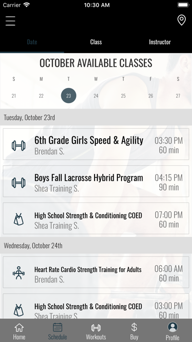Shea Training FitApp Screenshot