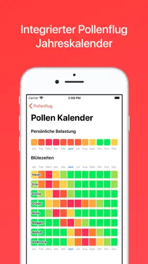 Screenshot von Pollenflug Vorhersage auf dem iPhone 7