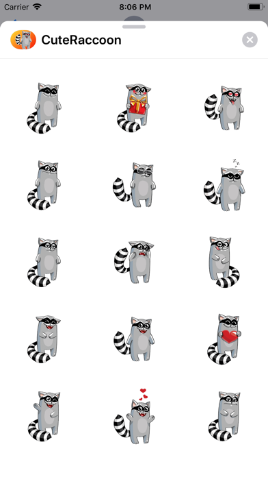 Cute Raccoon Sticker - fc screenshot 2