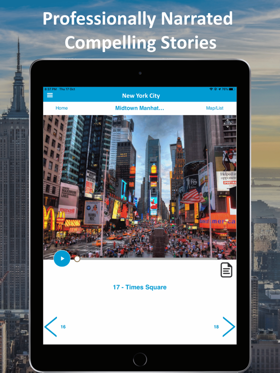 New York City GPS Audio Tour iPad screenshot 4 - Travel app