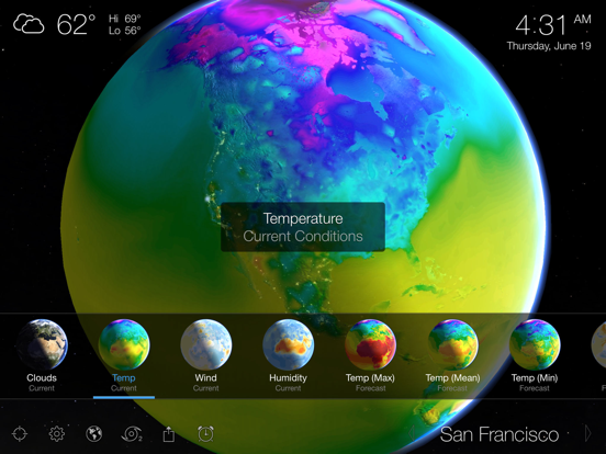 Living Earth - Clock & Weather iPad app afbeelding 3