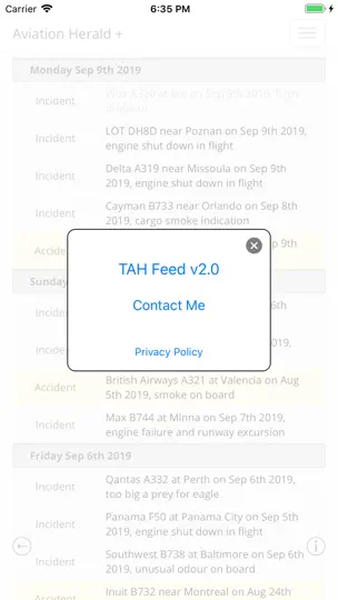 Screenshot von The Aviation Herald - Feed auf dem iPhone 5
