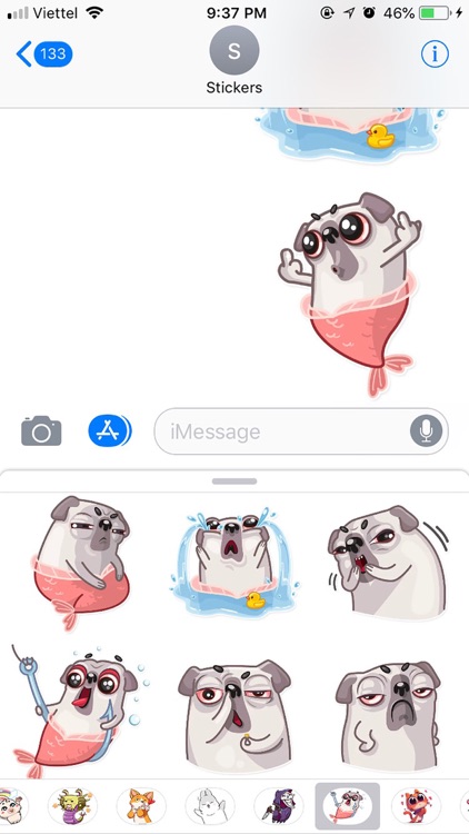 Water Pug Dog Funny Stickers