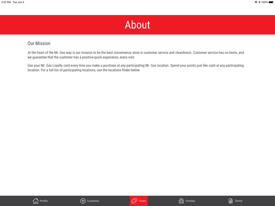 Mr. Gas Loyalty iPad screenshot 3 - Utilities app