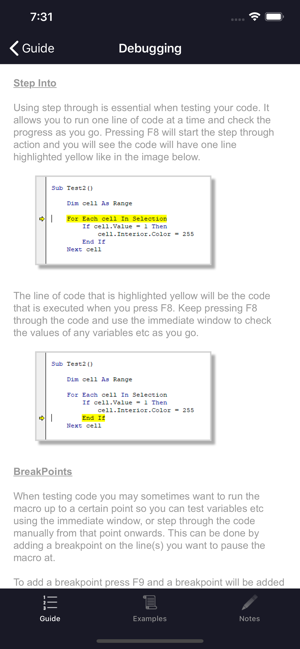 VBA Guide For Excel Screenshot