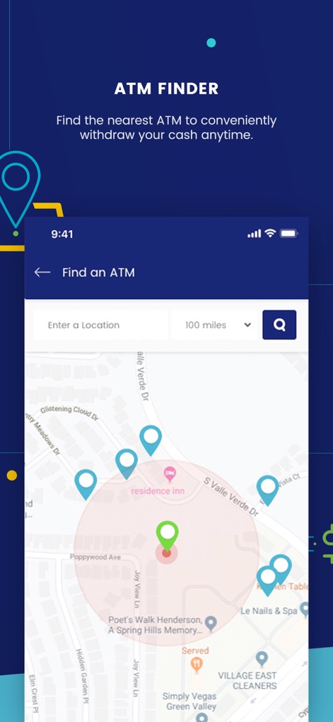 Paysign® - Users benefit from an interactive map that pinpoints nearby ATMs and allows for a customizable search range.