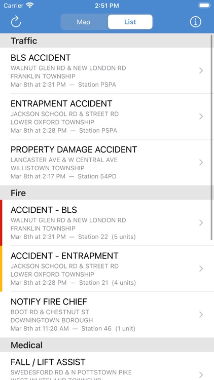 Chester County Incidents