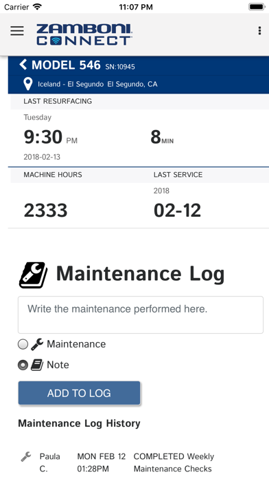 Zamboni Connect™ Screenshot