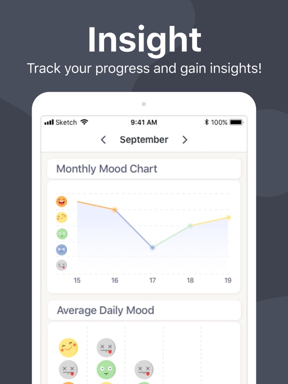Mood journal - MojiNote iPad screenshot 2 - Lifestyle app