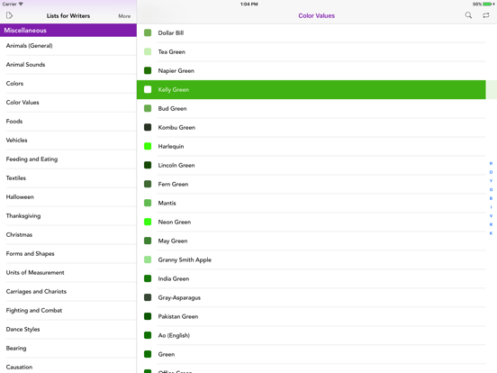 Lists for Writers iPad screenshot 4 - Education app