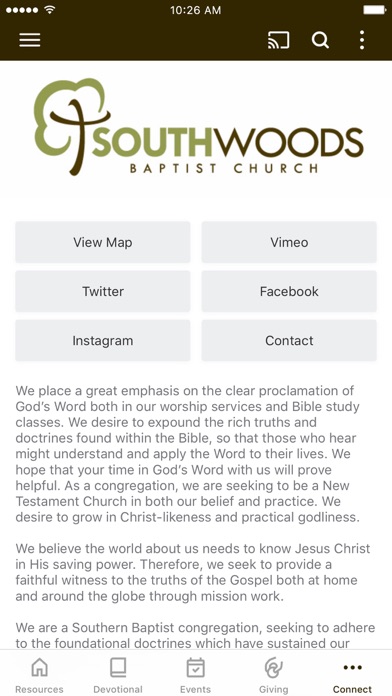 South Woods Baptist Church Screenshot