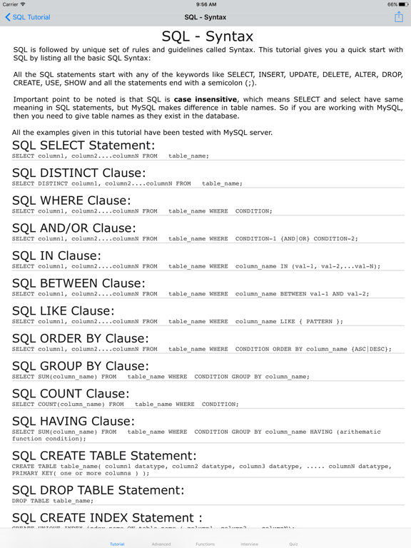 Screenshot #5 pour Learn SQL-Interview|Manual