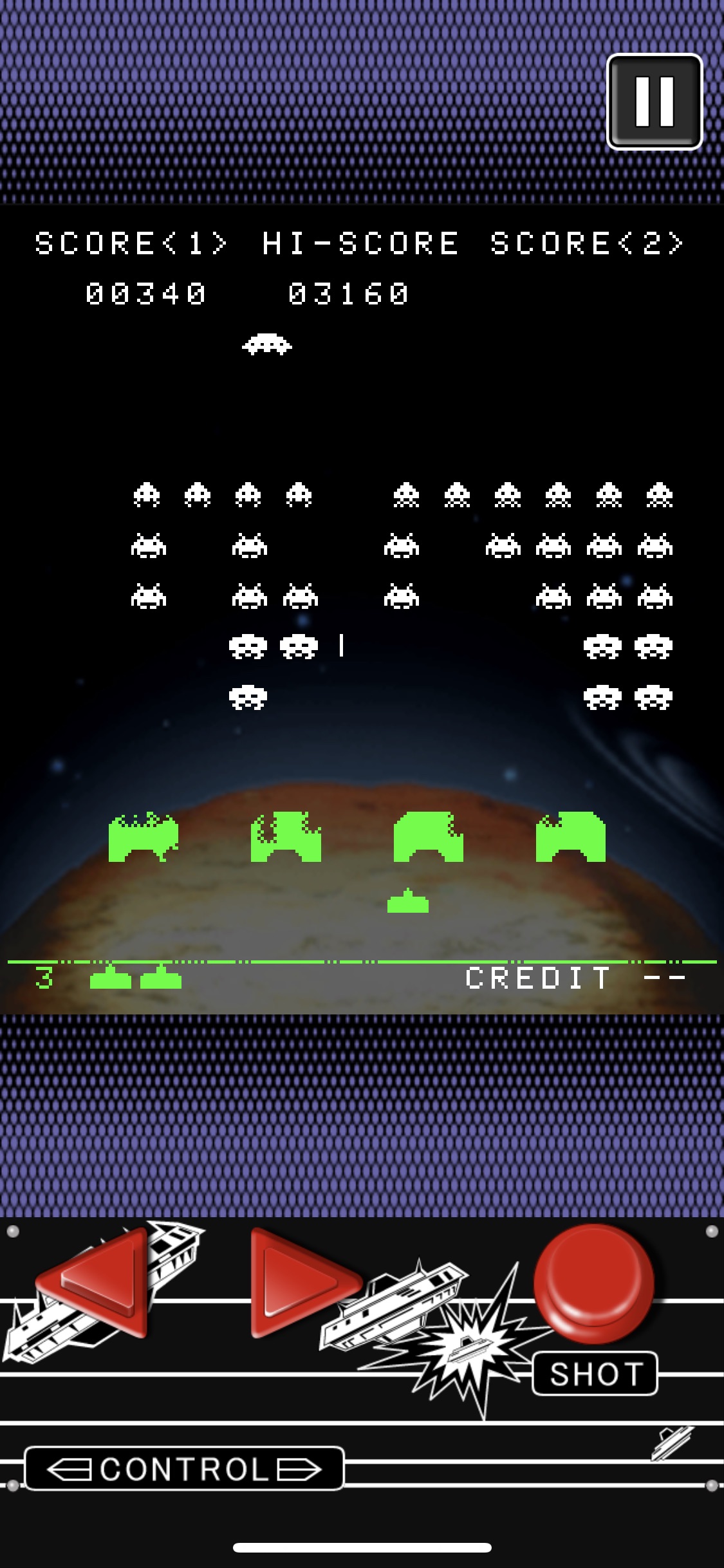 Screenshot do app SPACE INVADERS