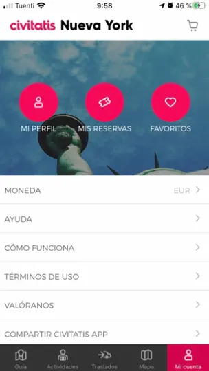 Captura de pantalla de Guía Nueva York Civitatis.com en iPhone 7