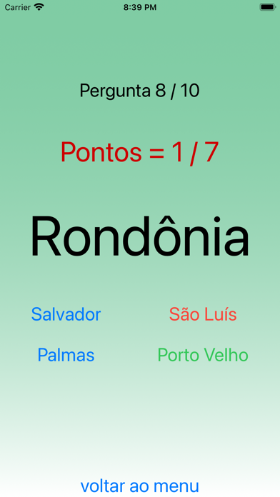 Estados do Brasil - Jogo Screenshot