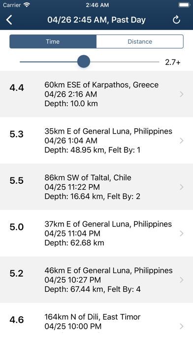 Earthquake Monitor Screenshot