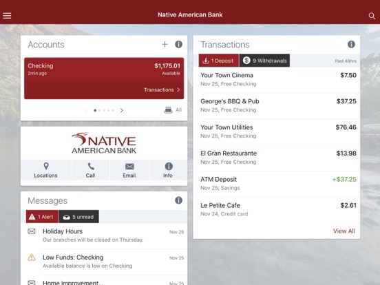 Native American Bank iPad screenshot 2 - Finance app