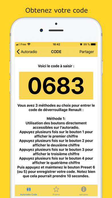 Screenshot #2 pour Autoradio Code Déblocage