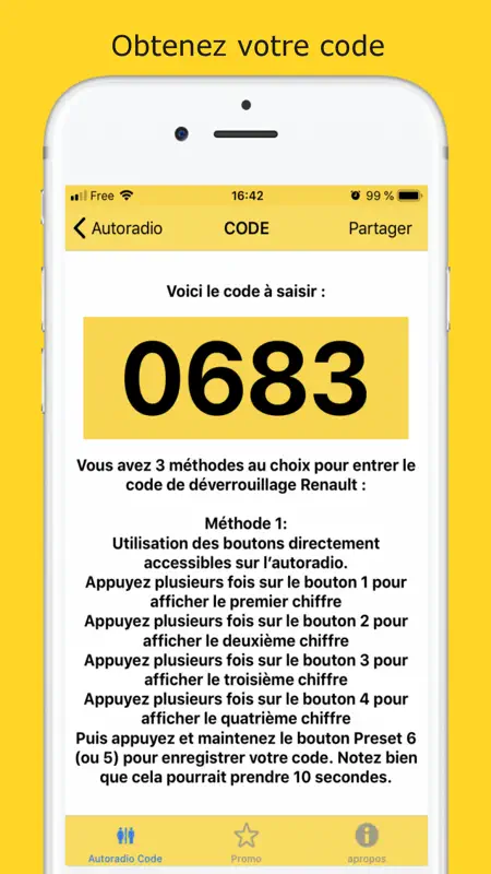 Autoradio Code Déblocage screenshot 2 of 4