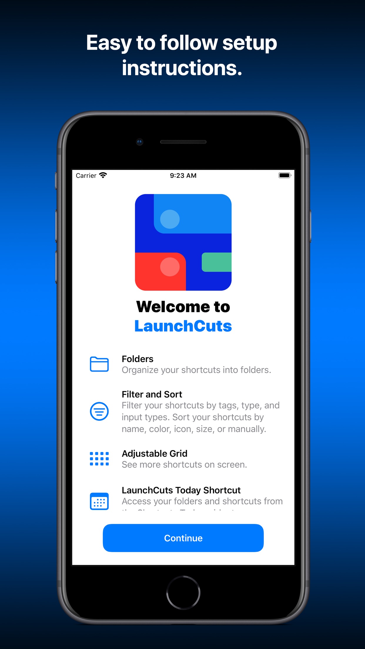 Screenshot do app LaunchCuts