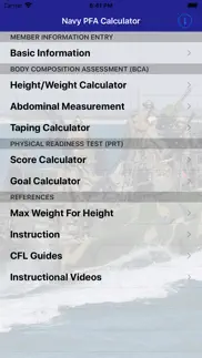 navy pfa calc iphone screenshot 1