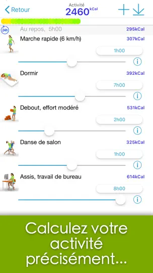 Capture d'écran de Calories Minute sur iPhone 6
